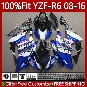 Injectie Mold Bodys voor Yamaha YZF-R6 YZF R6 R Wit Blauw Blk 6 600YZF600 2008-2016 Carrosserie 99NO.139 600CC YZFR6 08 2008 2009 2010 2011 2012 YZF-600 13 14 15 16 OEM FACKING