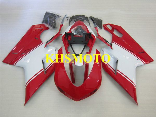 Molde de inyección Kit de carenado para DUCATI 848 08 09 10 11 ducati 1098 1198 2008 2009 2011 Top Red white Carenados set + Regalos DD06