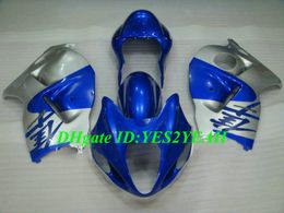 Injectie Mold Fairing Kit voor Suzuki Hayabusa GSXR1300 96 99 00 07 GSXR 1300 1996 2007 ABS Blue Silver Backings Set + Gifts SG08