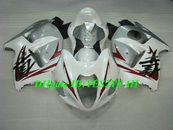 Molde de inyección Kit de carenado para SUZUKI Hayabusa GSXR1300 96 99 00 07 GSXR 1300 1996 2007 ABS Juego de carenados de plata blanca + Regalos SG03