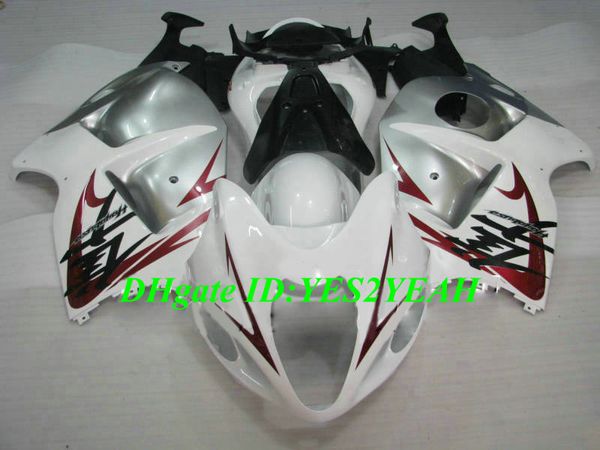 Kit de carenado de molde de inyección para SUZUKI Hayabusa GSXR1300 96 99 00 07 GSXR 1300 1996 2007 Juego de carenados de plata blanca + Regalos SG05