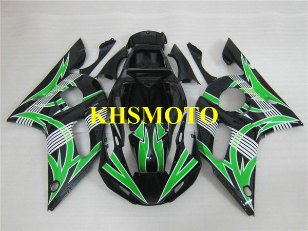 Molde de inyección Kit de carenado para YAMAHA YZFR6 98 99 00 01 02 YZF R6 1998 2002 ABS Greeb negro Juego de carenados + Regalos YM24