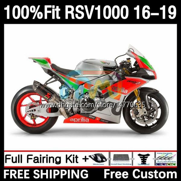 Carénages de moulage par injection pour Aprilia RSV4 RSV 1000 RSV-1000 RSV1000 R RR 16 17 18 19 Carrosserie 5DH.18 RSV1000RR 2016 2017 2018 2019 RSV1000R 16-19 Corps OEM rouge argent chaud