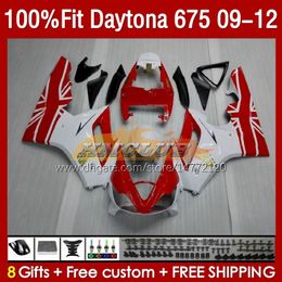 Carenados de molde de inyección para Daytona 675 675R 2009-2012 Bodys 150No.23 Daytona675 09 10 11 12 Carrocería Daytona 675 R 2009 2010 2011 2012 Kit de carenado OEM blanco rojo negro