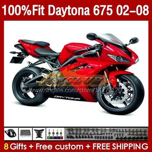 Carénages de moulage par injection pour Daytona 675 675R 02 03 04 05 06 07 08 Bodys 148No.35 Daytona675 Daytona 675 R 2002 2003 2004 2005 2006 2007 2008 Kit de carénage OEM stock rouge