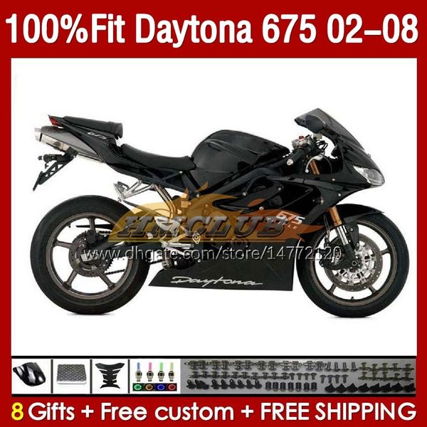 Molde de inyección Carenados para Daytona 675 675R 02 03 04 05 06 07 08 Bodys 148No.29 Daytona675 Daytona 675 R 2002 2003 2004 2005 2006 2007 2008 Kit de carenado OEM negro brillante