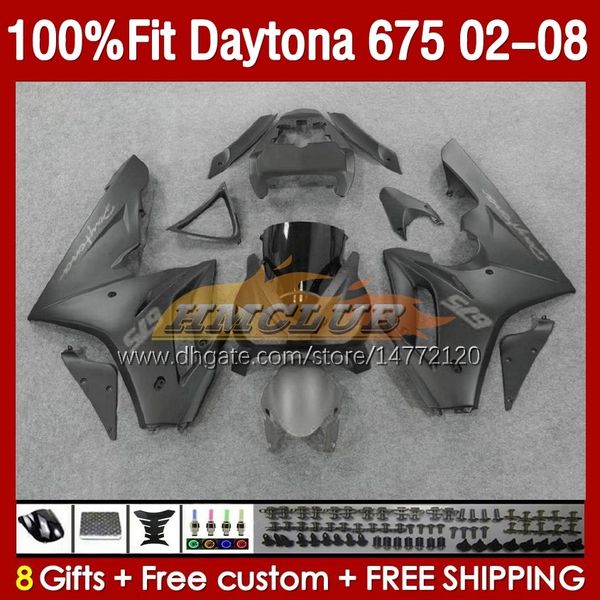 Molde de inyección Carenados para Daytona 675 675R 02 03 04 05 06 07 08 negro mate blk Bodys 148No.25 Daytona675 Daytona 675 R 2002 2003 2004 2005 2006 2007 2008 Kit de carenado OEM