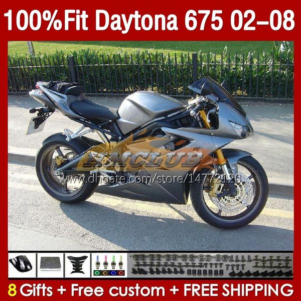 Carenados de molde de inyección para Daytona 675 675R 02 03 04 05 06 07 08 Bodys 148No.31 Daytona675 Daytona 675 R 2002 2003 2004 2005 2006 2007 2008 Kit de carenado OEM plateado de fábrica