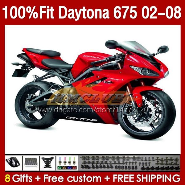 Molde de inyección Carenados para Daytona 675 675R 02 03 04 05 06 07 08 Bodys 148No.35 Daytona675 Daytona 675 R 2002 2003 2004 2005 2006 2007 2008 Kit de carenado OEM stock rojo