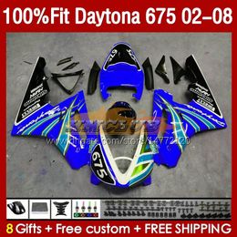 Spuitvormige schimmelbeuringen voor Daytona 675 R CC 675R 02 03 04 05 06 07 08 Kit 148No.122 675cc 2002-2008 Daytona675 2002 2003 2004 2004 2006 2006 2007 2008 2007 2008 OEM Fairing Blue Stock BLK