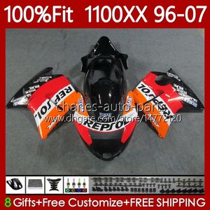 Injectie Mold Backings voor Honda Blackbird CBR1100 CBR 1100xx 1100 XX CC 96-07 114NO.89 CBR1100XX 96 97 98 99 00 01 02 03 04 05 06 07 1100cc Repsol Sinaasappel 1996 2007 Lichaam