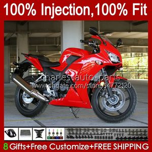 Carénages de moulage par injection pour HONDA CBR 250R 250 CBR250 R CC CBR250R MC41 11 12 13 14 15 Kit 58No.40 CBR-250R Rouge brillant 250CC CBR-250 2011 2012 2013 2014 2015 Carrosserie OEM