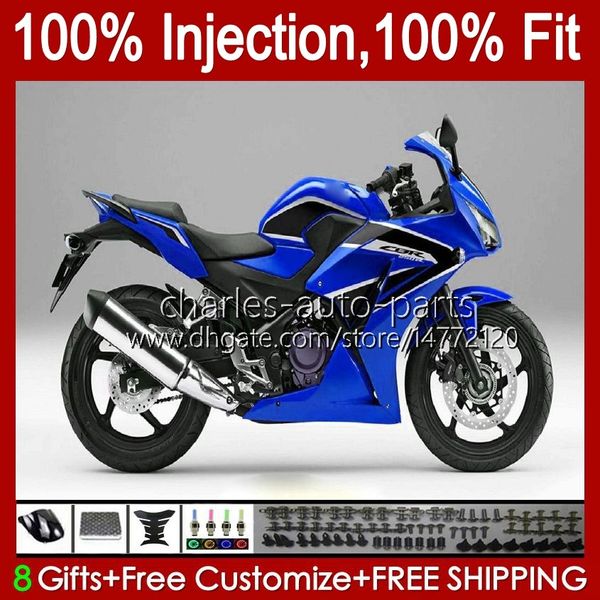 Carénages de moulage par injection pour HONDA CBR 250R 250 CBR250 R CC CBR250R MC41 11 12 13 14 15 Kit bleu noir 58No.49 CBR-250R 250CC CBR-250 2011 2012 2013 2014 2015 carrosserie OEM