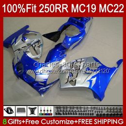 Spuitgietverbarsting voor Honda CBR 250RR 250 RR CC 250R CBR 250CC 1988-1989 BODYS 112HC.134 CBR250 RR CC 1988 1989 MC19 88-89 CBR250RR 88 89 OEM Volledige Kit Blauw Silvery