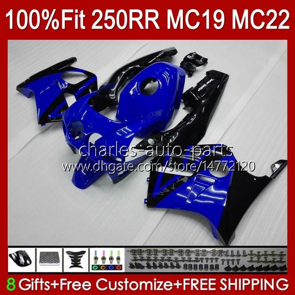 Carénages de moulage par injection pour HONDA CBR 250RR 250 RR CC 250R CBR 250CC 1988-1989 Bodys 112HC.126 CBR250 RR CC 1988 1989 MC19 88-89 CBR250RR 88 89 OEM Kit complet bleu brillant