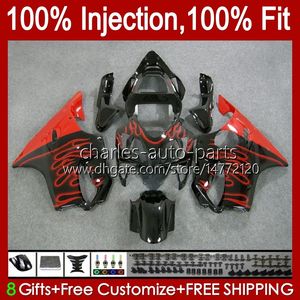 Carénages de moulage par injection pour HONDA CBR 600 FS CC 600F4i CBR600 F4i Flammes rouges 01 02 03 Carrosserie 46No.101 CBR600F4i F4 i 600CC 2001 2002 2003 CBR600FS 01-03 Kit de carrosserie OEM