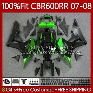 Carenados de molde de inyección para HONDA CBR 600CC 600 RR CC F5 600F5 2007 2008 Cuerpo 70No.99 CBR-600 CBR600 RR CBR Verde negro 600RR 07-08 CBR600F5 CBR600RR 07 08 Carrocería OEM