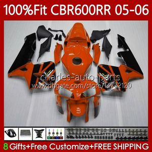 Injectie Mold Backings voor Honda CBR 600RR 600F5 600CC 2005-2006 Zwart oranje lichaam 72NO.315 CBR600 CBR 600 CC F5 RR F 5 2005 2006 CBR600F5 CBR6DRR 05 06 OEM-carrosserie