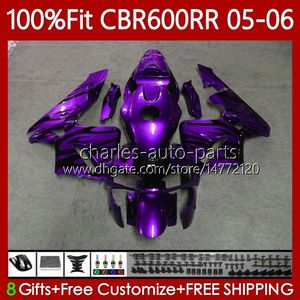 Carenados de molde de inyección para HONDA CBR 600RR 600F5 600CC 2005-2006 Cuerpo 72No.305 CBR600 CBR 600 CC F5 RR F 5 2005 2006 CBR600F5 CBR600RR 05 06 OEM Carrocería llamas púrpuras