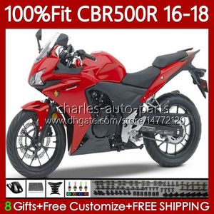 Carénages de moulage par injection pour HONDA CBR500 CBR 500 R RR CC 500R 500CC CBR500R 16 17 18 Corps 111No.58 CBR500RR Rouge brillant 2016 2017 2018 CBR500CC 16-18 OEM Bodywor