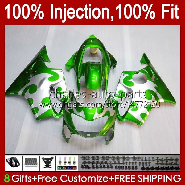 Molde de inyección Carenados para HONDA CBR600F4 CBR 600 F4 FS CC 600F4 99 00 Carrocería 54No.79 CBR600 F4 CBR600FS 1999 2000 600CC Verde Plata 1999-2000 OEM Body Kit 100% Fit