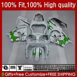 Injectie Mold Backings voor Kawasaki Ninja ZX 9R 900 CC ZX9 9 R 98-03 Carrosserie Kit 25NO.36 ZX900 ZX9R 00 01 02 03 ZX-9R GROENE VLAMES ZX-900 900CC 2000 2001 2002 2003 OEM BODYS