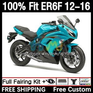 Carenados de molde de inyección para KAWASAKI NINJA 650R ER-6F ER6 F ER 6F ER6F 12 13 14 15 16 Carrocería 11DH.39 650-R 2012 2013 2014 2015 2016 650 R 2012-2016 OEM Cuerpo brillante cian