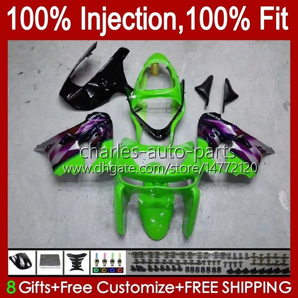 Carénages de moulage par injection pour KAWASAKI NINJA ZX9 R ZX 9R 9 R 900 CC 98-99 Kit de carrosserie 17No.28 ZX900 ZX9R 98 99 00 01 ZX-900 900CC ZX-9R 1998 1999 2000 2001 Corps OEM vert violet