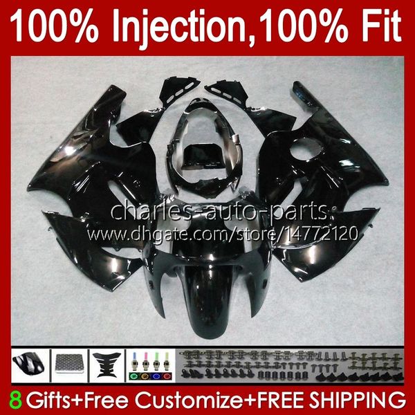 Carenados de molde de inyección para KAWASAKI NINJA ZX1200 C ZX 1200 12R 1200CC ZX 12 R 1200 CC 00-01 Carrocería 2No.31 ZX1200C ZX12R 00 01 ZX-12R 2000 2001 Kit de carrocería OEM negro brillante