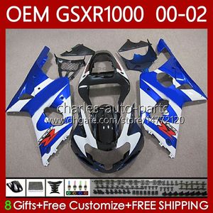 Injectie Mold Backings voor Suzuki 1000cc GSXR-1000 GSX Factory Blue R1000 GSXR 1000 cc 00 01 02 Carrosserie 62NO.80 GSXR1000 K2 2001 2002 2002 GSX-R1000 01-02 OEM-kit