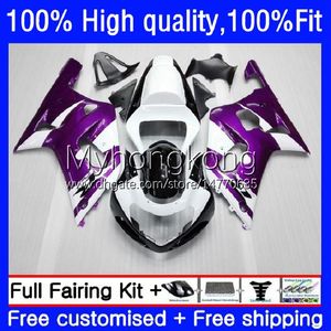 Injectie Mold Backings voor Suzuki GSX-R750 K1 750CC GSXR600 Paars Wit GSXR-750 01-03 19 NO.25 GSXR 600 750 CC 01 02 03 600CC GSXR-600 GSXR750 2001 2002 2003 OEM BODYS