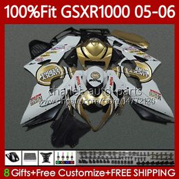 Carenados de molde de inyección para SUZUKI GSXR 1000 CC K5 GSXR-1000 GSXR1000 05 06 Carrocería Lucky gold 122No.87 1000CC GSX R1000 2005 2006 GSX-R1000 2005-2006 Kit de carrocería OEM