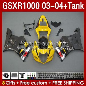 Spuitvormige schimmelbeurten voor Suzuki GSXR-1000 K 3 GSXR 1000 CC K3 GSXR1000 2003 2004 Body 147No.101 Geelvoorraad GSX-R1000 1000cc 03 04 GSX R1000 2003-2004 OEM OM ROBLEEM