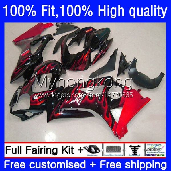 Carenados de molde de inyección para SUZUKI GSXR 1000 CC 1000CC Llamas rojas 2007-2008 Bodys 27No.2 GSX-R1000 GSXR1000 K7 07 08 GSXR-1000 GSXR1000CC 2007 2008 OEM Carrocería