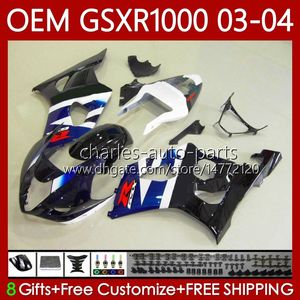 Injectie Mold Backings voor Suzuki K3 GSXR1000 GSXR 1000 cc 2003 2004 Body 67NO.107 K 3 GSXR-1000 GSX R1000 2003-2004 White BLK BLUE 1000CC GSX-R1000 03 04 OEM Carrosserie Kit