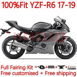 Fares de moisissures d'injection pour yamaha yzf-r6 yzf600 yzf r6 r 6 600 cc 17-22 carrosserie 28No.7 yzfr6 17 18 19 20 21 22 yzf-600 2017 2018 2019 2020 2021 2022 OEM Body Gloss Grey Gray