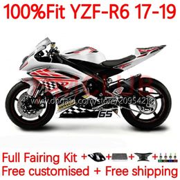 Spuitvormige schimmelbeuringen voor Yamaha YZF-R6 YZF600 YZF R6 R 6 600 CC 17-22 Carrosserie 28no.10 YZFr6 17 18 19 20 21 22 YZF-600 2017 2018 2019 2020 2020 2021 2022 OEM lichaam Glanzen Wit wit