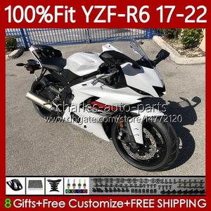 Carenados de molde de inyección para YAMAHA YZF-R6 YZF R6 R 6 600 CC YZFR6 17 18 19 20 21 22 Cuerpo 119No.89 YZF-600 2017 2018 2019 2020 2021 2022 YZF600 17-22 OEM Carrocería Blanco plano