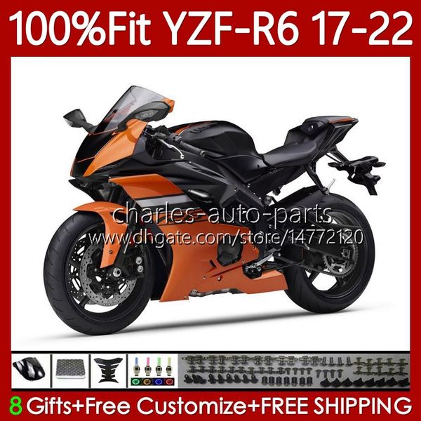 Carénages de moulage par injection pour YAMAHA YZF-R6 YZF Orange clair R6 R 6 600 CC YZFR6 17 18 19 20 21 22 Corps 119No.83 YZF-600 2017 2018 2019 2020 2021 2022 YZF600 17-22 Carrosserie OEM