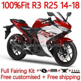 Fares de moisissures d'injection pour yamaha yzfr3 yzf-r25 yzfr25 14-18 Bodywork 30no.24 yzf r 3 25 r3 r25 14 15 16 17 18 yzf-r3 2014 2015 2016 2017 2018 kit de carrosserie OEM rouge blanc rouge