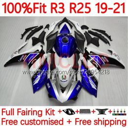 Fares de moisissures d'injection pour yamaha yzfr3 yzf-r25 yzfr25 2014-2022 Bodywork 39No.4 yzf r 3 25 r3 r25 19 20 21 22 yzf-r3 2019 2020 2021 2022 kit de corps OEM Bleu blanc