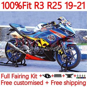 Carénages de moulage par injection pour YAMAHA YZFR3 YZF-R25 YZFR25 2014-2022 Carrosserie 39No.21 YZF R 3 25 R3 R25 19 20 21 22 YZF-R3 2019 2020 2021 2022 Kit de carrosserie OEM bleu jaune