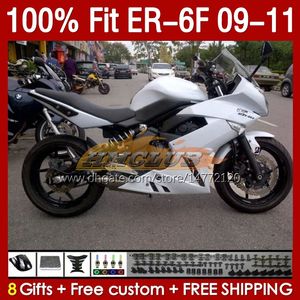 Kit de carenados de molde de inyección para KAWASAKI NINJA 650R ER 6 F 650 R ER6 F blanco brillante 09-11 Carrocería 149No.4 ER-6 F ER 6F ER-6F ER6F 09 10 11 Cuerpo 650-R 2009 2010 2011 Carenado OEM