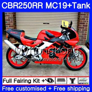 Injectievorm voor Honda CBR 250RR MC19 Cowling Hot Rood CBR250RR 1988 1989 Body 261hm.41 CBR 250 RR 250R CBR250 RR 88 89 FUNLING KIT + TANK