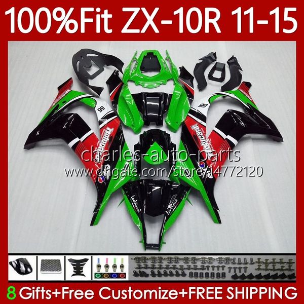 Moule d'injection pour KAWASAKI Body NINJA ZX 10R 1000CC 10 R 2011-2015 101No.25 ZX-10R ZX1000 C ZX10R 11 12 13 14 15 ZX-1000 2011 2012 2013 2014 2015 OEM Carénage vert stock