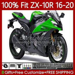 Moule d'injection pour KAWASAKI NINJA ZX-10R ZX-1000 C 2016-2020 Corps 105No.169 ZX Stock Vert 10R 1000CC 10 R ZX10R 16 17 18 19 20 ZX1000 2016 2017 2018 2019 2020 Carénages OEM