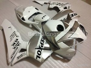 Kit de carenado de 7 regalos sin molde de inyección para Honda CBR600RR 05 06, juego de carenados de plata blanca CBR600RR 2005 2006 FF24