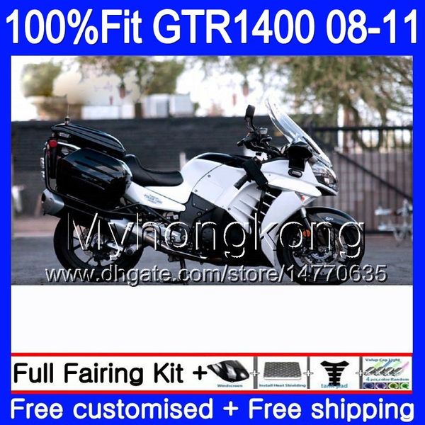 Moule d'injection corps supérieur blanc brillant pour KAWASAKI GTR1400 08 09 10 11 255HM.7 GTR-1400 08 11 GTR 1400 2008 2009 2010 2011 Kit de carénages