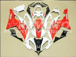 Molde de inyección Nuevos carenados para Yamaha YZF-R6 YZF600 R6 08 15 R6 2008-2015 Kit de carenado de motocicleta de carrocería de plástico ABS Blanco Rojo d14