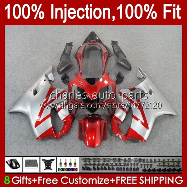 Molde de inyección Plata rojo Carenados para HONDA CBR600F4 CBR 600 F4 FS CC 600F4 99 00 Carrocería 54No.45 CBR600 F4 CBR600FS 1999 2000 600CC 1999-2000 OEM Body Kit 100% Fit